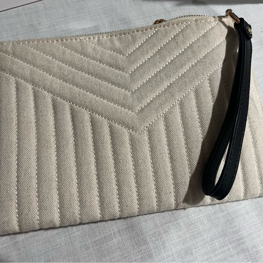Elegant Cream a new day Clutch with Black Strap